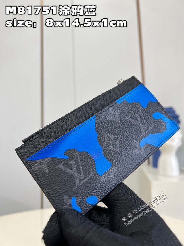 LV專櫃2023新款Room with a View系列Coin卡夾錢包 M81751塗鴉藍 路易威登飄浮雲朵圖案零錢卡包 dn1403